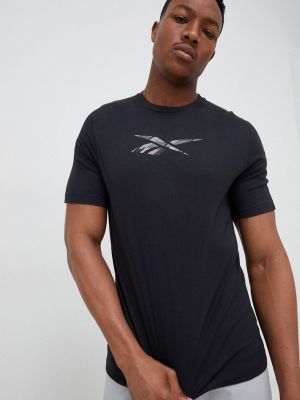 Reebok edzős póló fekete, nyomott mintás