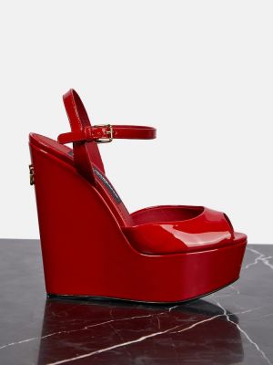 Kožne sandale s platformom s punim potplatom Dolce&gabbana crvena