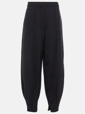 Vlnené nohavice s vysokým pásom Loewe čierna