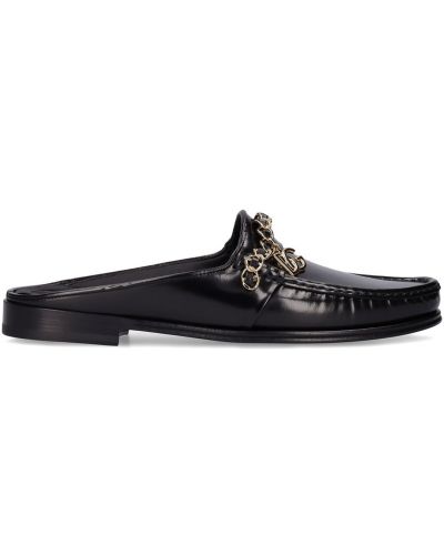Papuci tip mules din piele Dolce & Gabbana negru