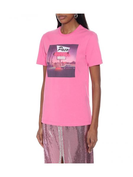 Camiseta de algodón Rabanne rosa