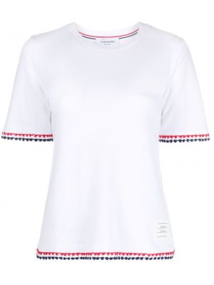 Ριγέ βαμβακερή μπλούζα Thom Browne λευκό
