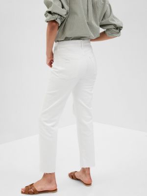 Straight fit džíny s vysokým pasem Gap bílé
