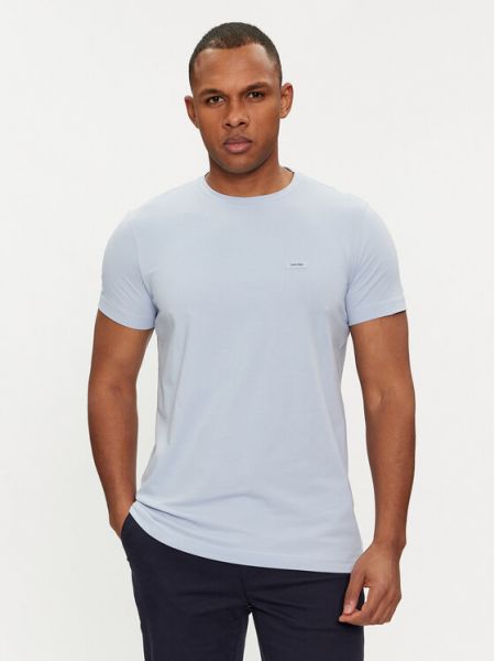 Marškinėliai slim fit Calvin Klein mėlyna