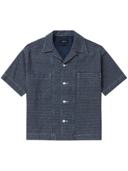 Chemise en coton à imprimé à motif géométrique Five Cm bleu
