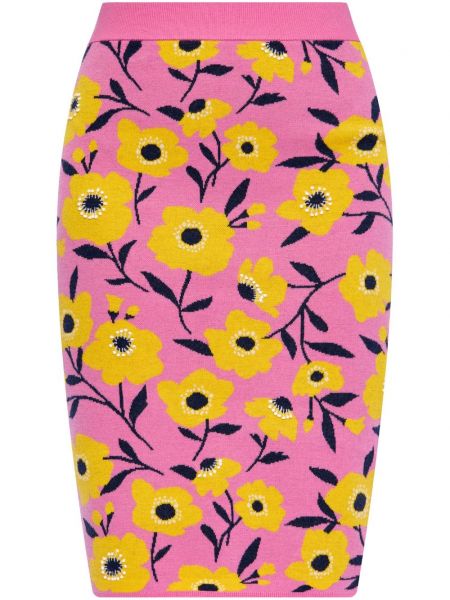Pletené květinové pouzdrová sukně Kate Spade růžové
