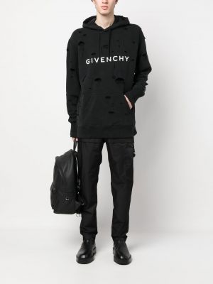 Mikina s kapucí s oděrkami Givenchy černá