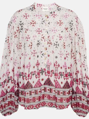 Bluse aus baumwoll mit print Marant Etoile weiß