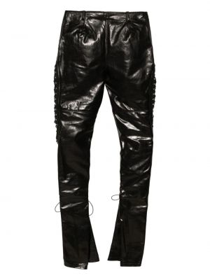 Spodnie sznurowane skórzane koronkowe Marco Rambaldi czarne