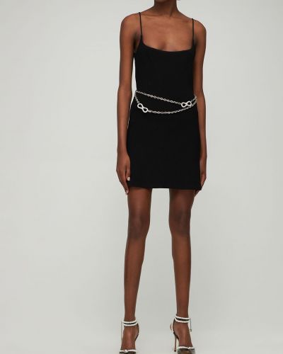 Sukienka mini z wiskozy z kryształkami Mach & Mach czarna