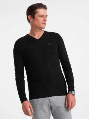 Пуловер с v-образно деколте Ombre черно