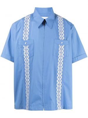 Chemise à imprimé à motif géométrique Ports V bleu