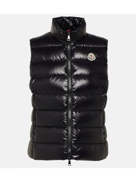 Chaleco con plumas de plumas Moncler negro