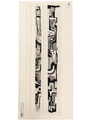 Raštuotas šilkinis šalikas su abstrakčiu raštu Osklen juoda