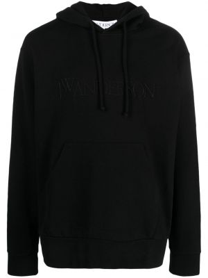 Medvilninis siuvinėtas džemperis su gobtuvu Jw Anderson juoda