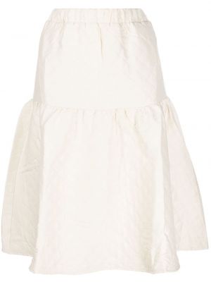 Prošívané midi sukně Tout A Coup bílé