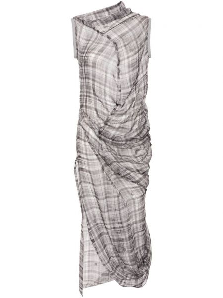 Kockované hodvábne dlouhé šaty Acne Studios