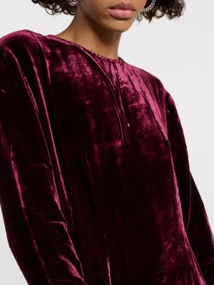 Žametna dolga obleka iz rebrastega žameta Asceno rdeča