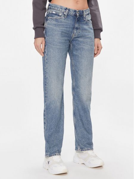 Jean droit taille basse Calvin Klein Jeans bleu