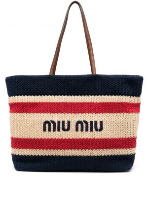 Pletená nákupná taška s výšivkou Miu Miu
