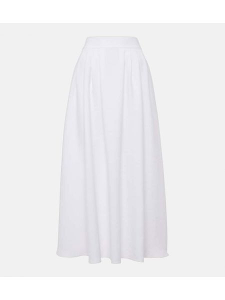 Laneni midi suknja visoki struk Loro Piana bijela