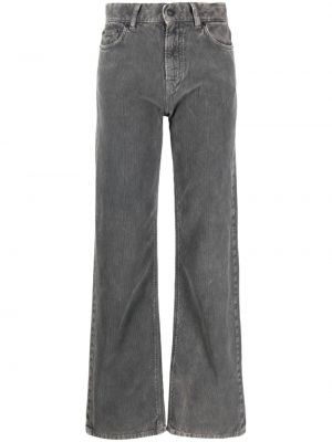 Ravne hlače iz rebrastega žameta Haikure siva