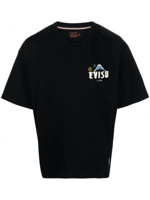 Bombažna majica s potiskom Evisu črna