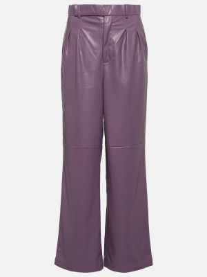 Kožené rovné kalhoty z imitace kůže Jacques Wei fialové