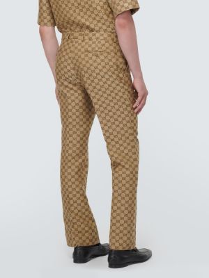 Pantalones de lino de lino Gucci beige