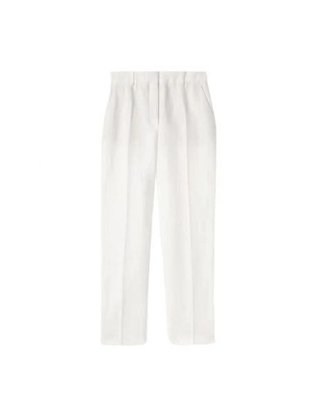 Lniane proste spodnie Loro Piana białe