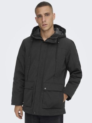 Parka con capucha Only & Sons negro