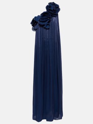 Dlouhé šaty s volánmi Costarellos modrá