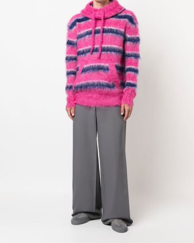 Hoodie à rayures en tricot Marni rose