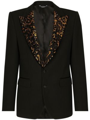 Blejzer s printom s leopard uzorkom Dolce & Gabbana crna