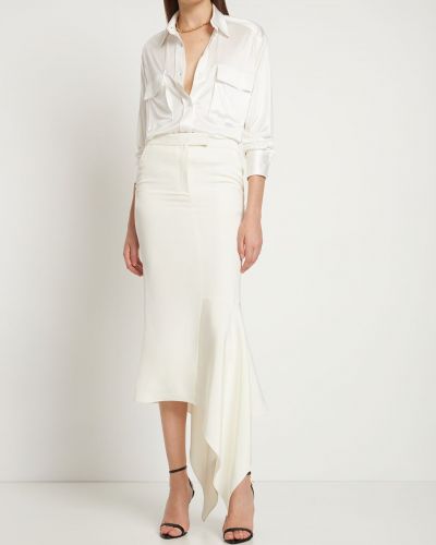 Krepové asymetrické midi sukně Tom Ford bílé