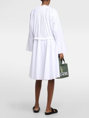 Pamučna midi haljina Loewe bijela