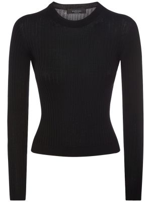 Вълнен пуловер Versace черно