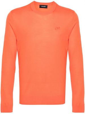 Vuneni džemper s vezom Dsquared2 narančasta