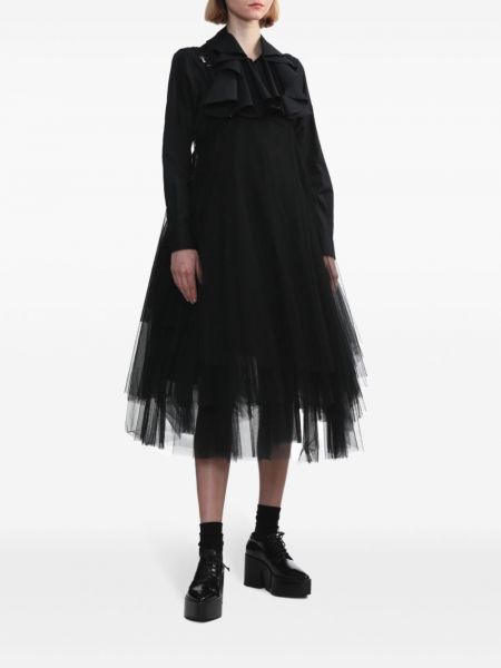 Tylové midi šaty Noir Kei Ninomiya černé