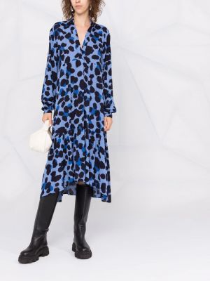 Vestido midi con estampado animal print Semicouture azul