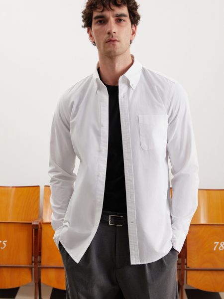 Памучна риза с джобове Grimelange бяло