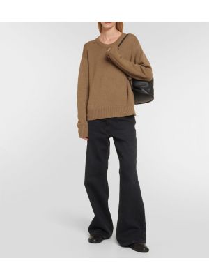 Jersey de cachemir de tela jersey con estampado de cachemira The Row marrón