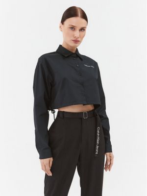 Voľná priliehavá rifľová košeľa Calvin Klein Jeans čierna