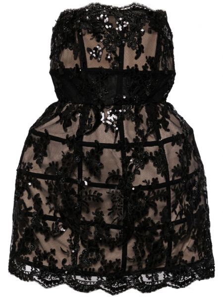 Koktejlové šaty s flitry Alice + Olivia černé