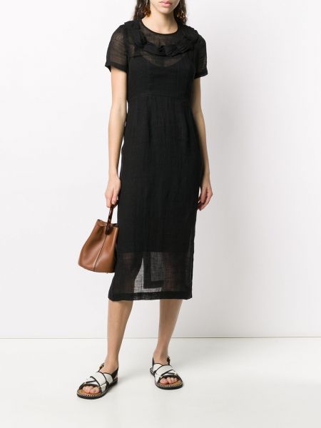 Průsvitné šaty s volány Comme Des Garçons Pre-owned černé