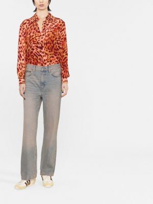 Leopardí hedvábná košile s potiskem Stella Mccartney růžová