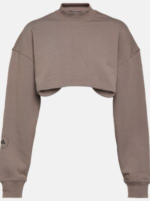 Crop top di cotone con motivo a stelle Adidas By Stella Mccartney grigio