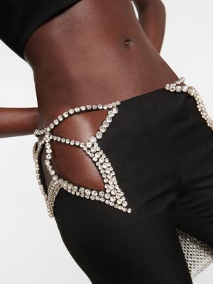 Pantalones rectos de cintura baja de cristal Stella Mccartney negro