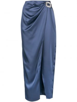 Spódnica midi na sprzączkę drapowana z kryształkami David Koma niebieska