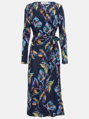 Hodvábne midi šaty Diane Von Furstenberg modrá